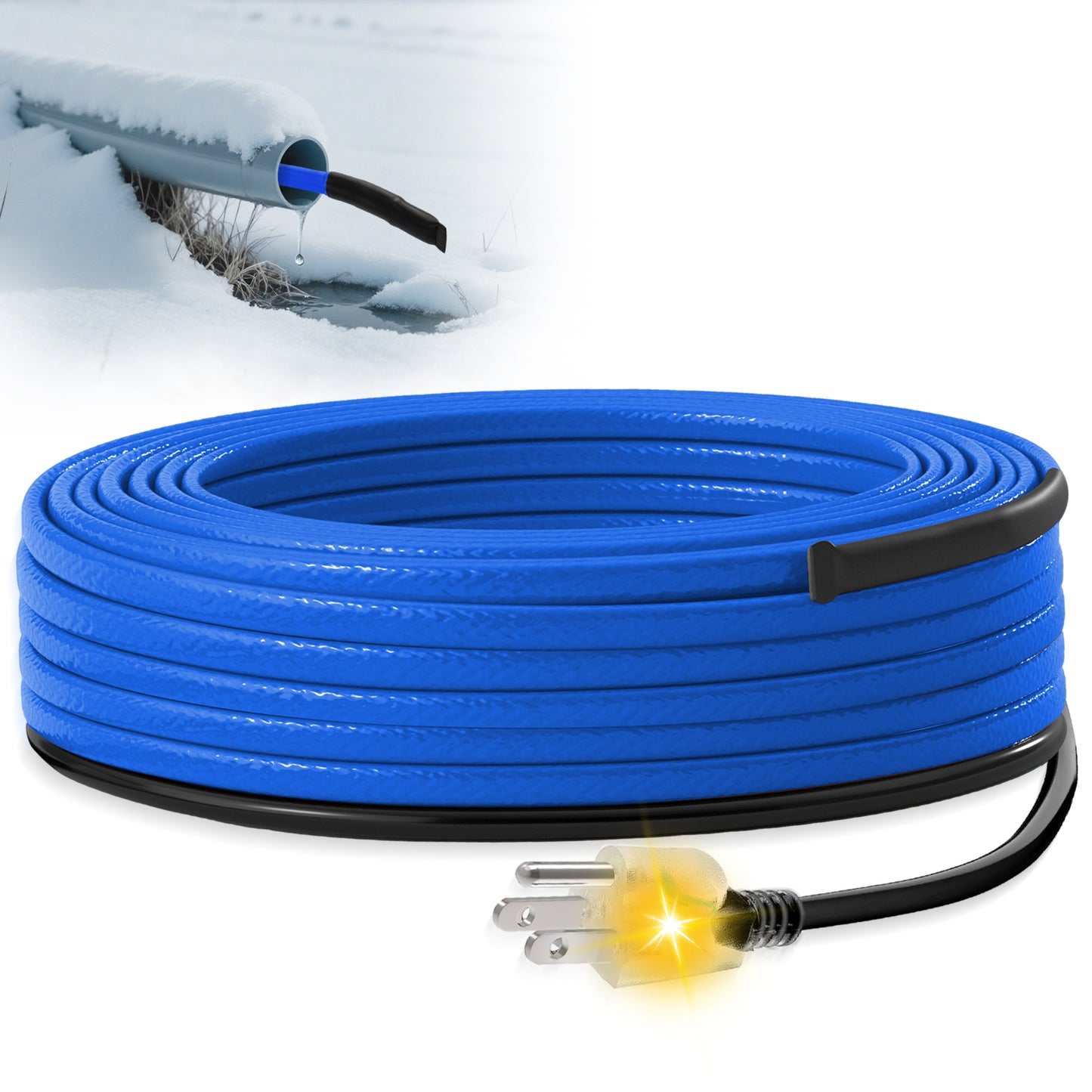 MAXKOSKO Sewage Pipe Heating Cable, Corrosion-Proof Fluoropolymer, Self-Regulating Heat Tech, 5ft to 75ft