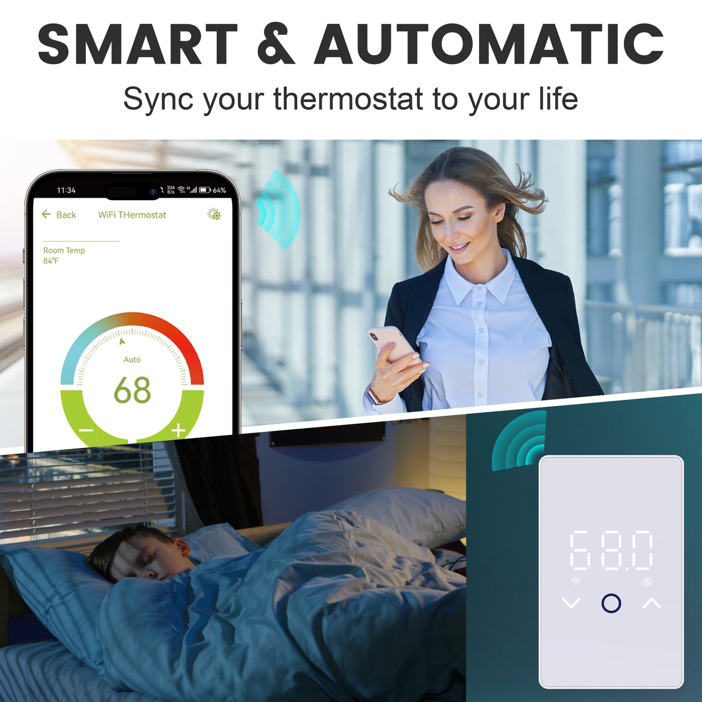 MAXKOSKO WiFi Smart Thermostat for Electric Floor Warming System, with Touchscreen LED Display, Programmable, 240/120V