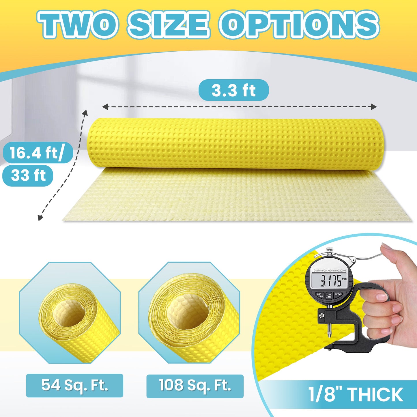 MAXKOSKO Uncoupling Membrane, Tile Crack Prevention & Waterproofing, Underlayment Mat, 1/8" Thick
