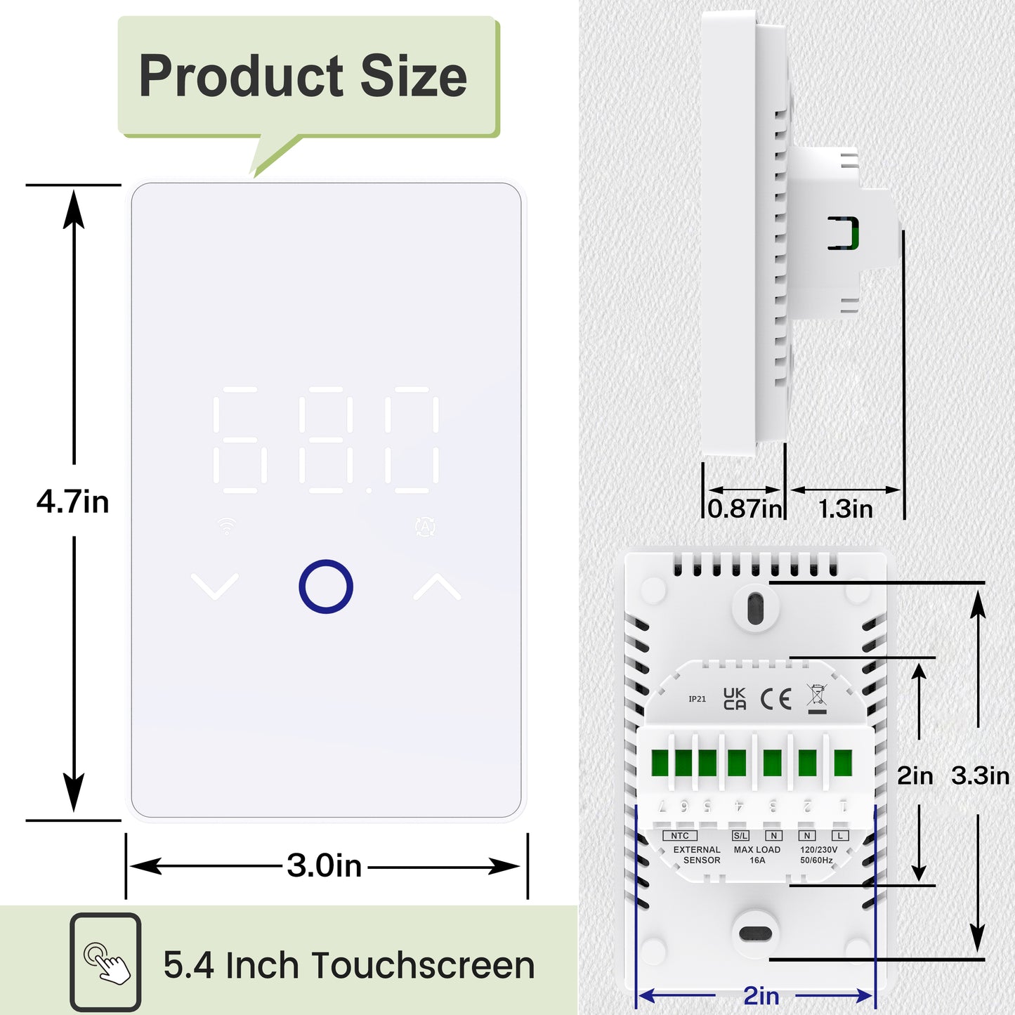 MAXKOSKO WiFi Smart Thermostat for Electric Floor Warming System, with Touchscreen LED Display, Programmable, 240/120V