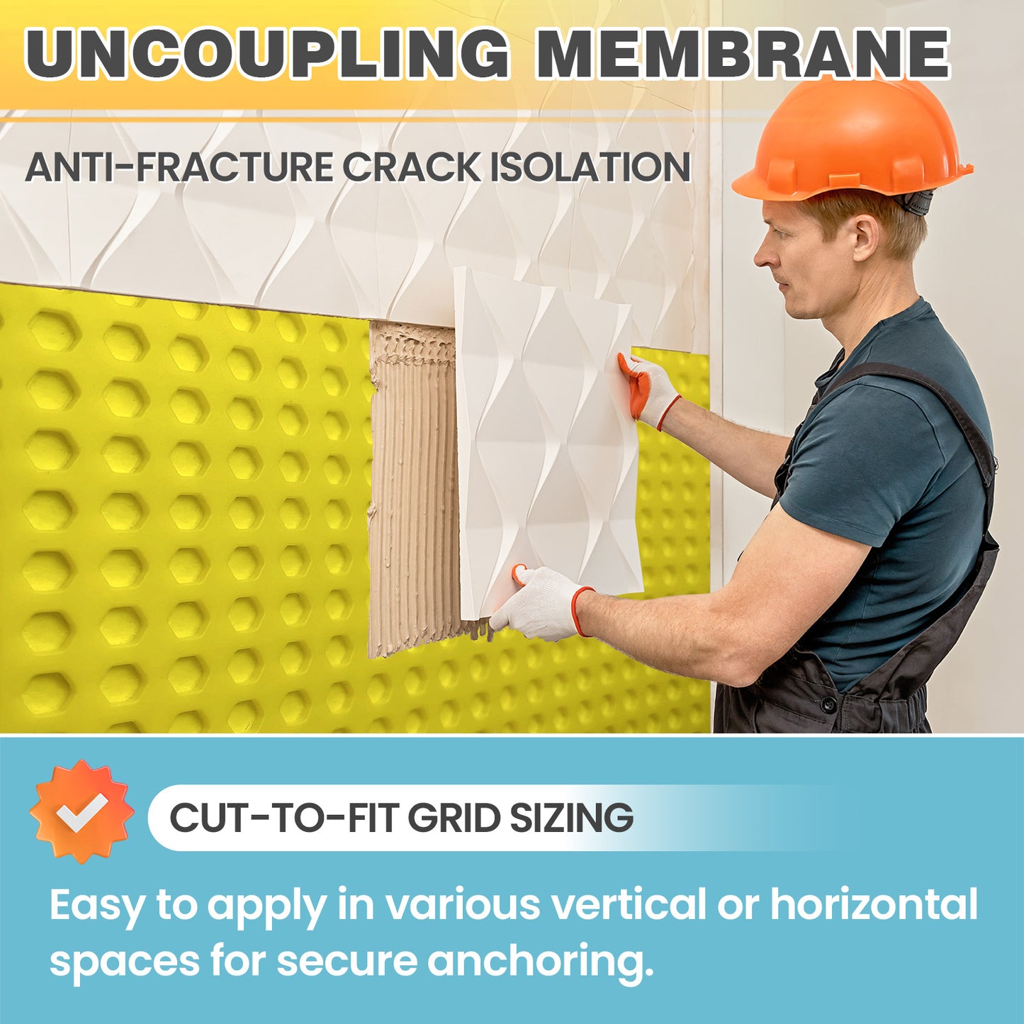 MAXKOSKO Uncoupling Membrane, Tile Crack Prevention & Waterproofing, Underlayment Mat, 1/8" Thick