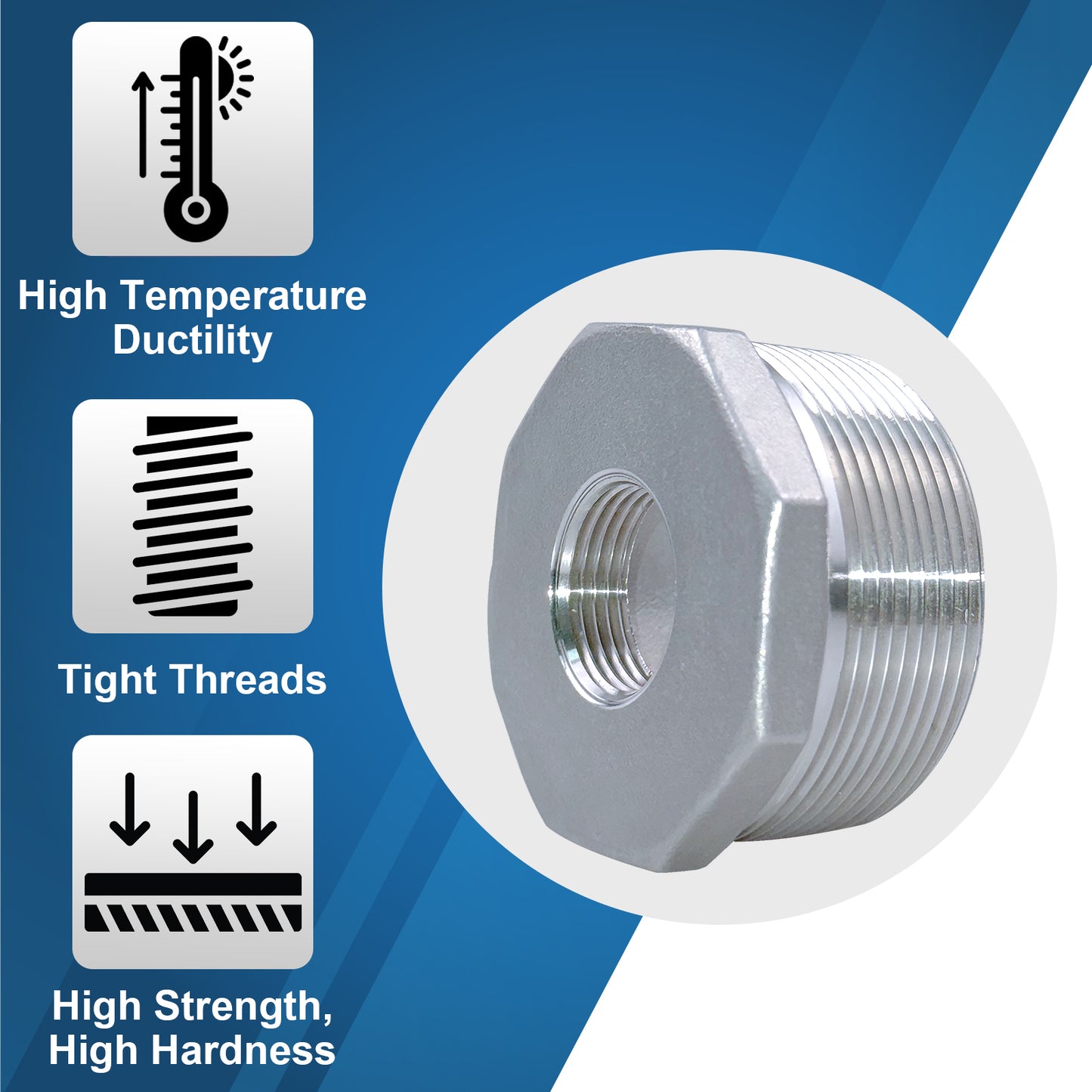 MAXKOSKO Pipe Adapter, 316 Stainless Steel, Multi-Size (1"-2" NPT), for In-Pipe Heating Cable