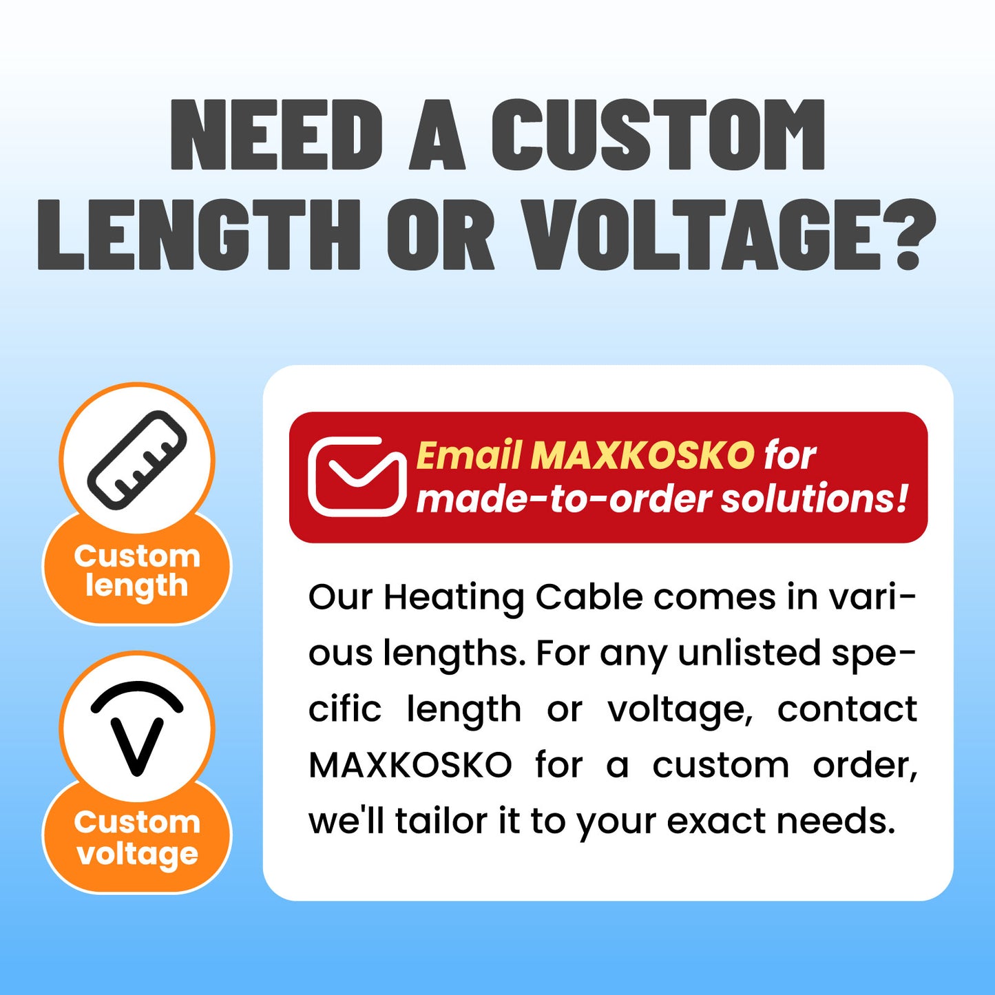 MAXKOSKO In Pipe Heating Cable, CSA Certified Internal Self-regulating Heat Trace Cable for Safe Drinking Water, 3W/ft @10℃/50℉