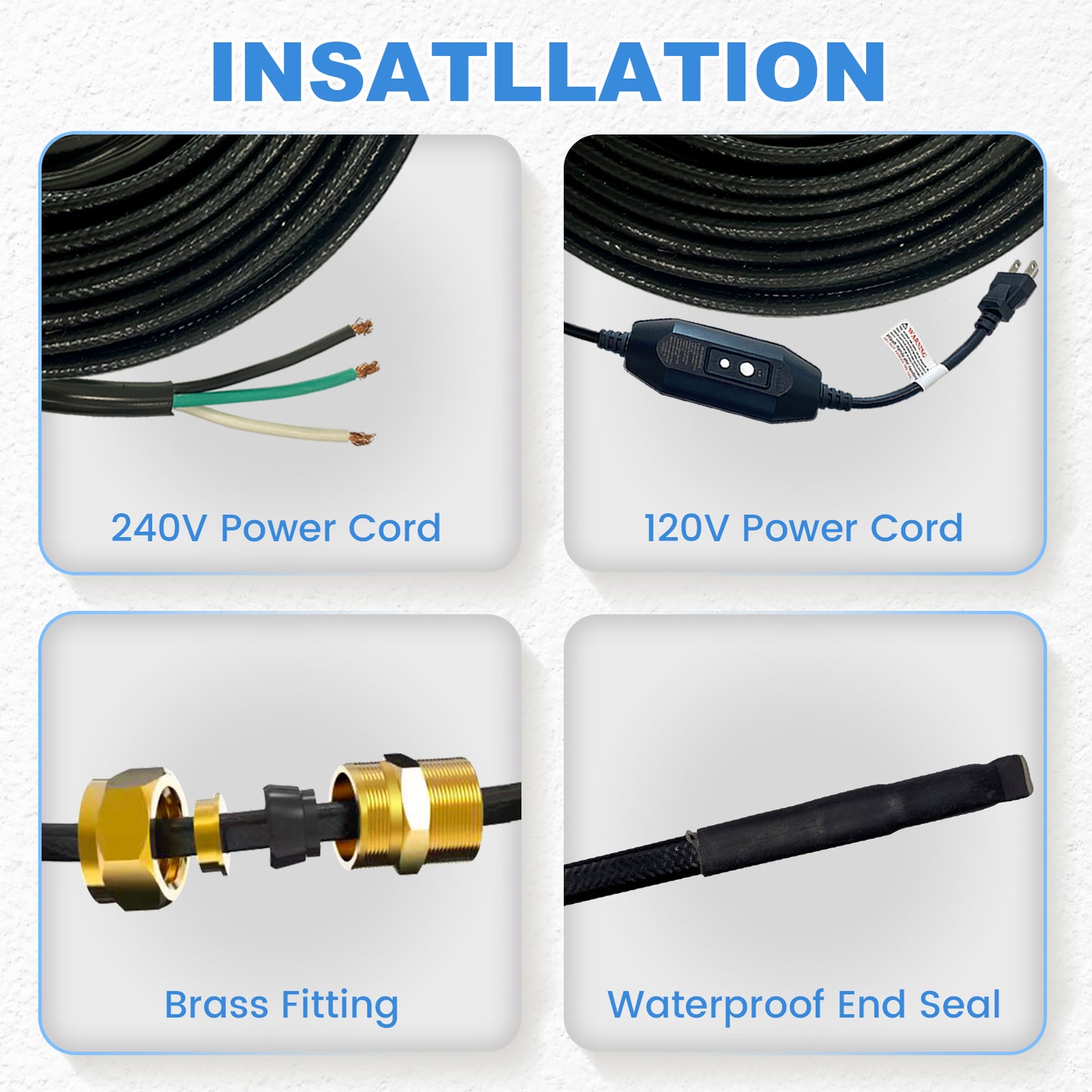 MAXKOSKO In Pipe Heating Cable, CSA Certified Internal Self-regulating Heat Trace Cable for Safe Drinking Water, 3W/ft @10℃/50℉