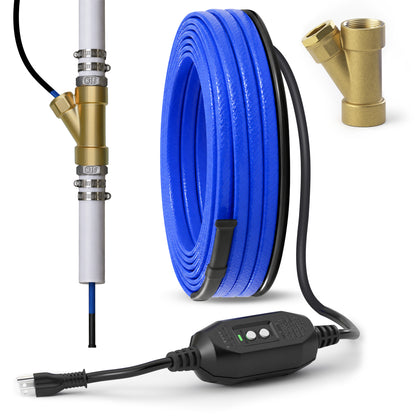MAXKOSKO In-Pipe Heating Cable with Y-Fitting for Drinking Water Pipes, 120V CSA Self-Regulating Heat Trace with GFCI