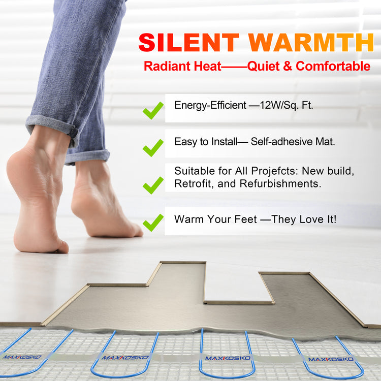 Electric floor warming system installed beneath tile