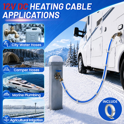 MAXKOSKO 12V DC Self-Regulating Heating Cable, 5W/ft Low Voltage Pipe Heat Tape for RV, Boat & Off-Grid Water Lines