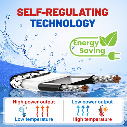MAXKOSKO 12V DC Self-Regulating Heating Cable, 5W/ft Low Voltage Pipe Heat Tape for RV, Boat & Off-Grid Water Lines
