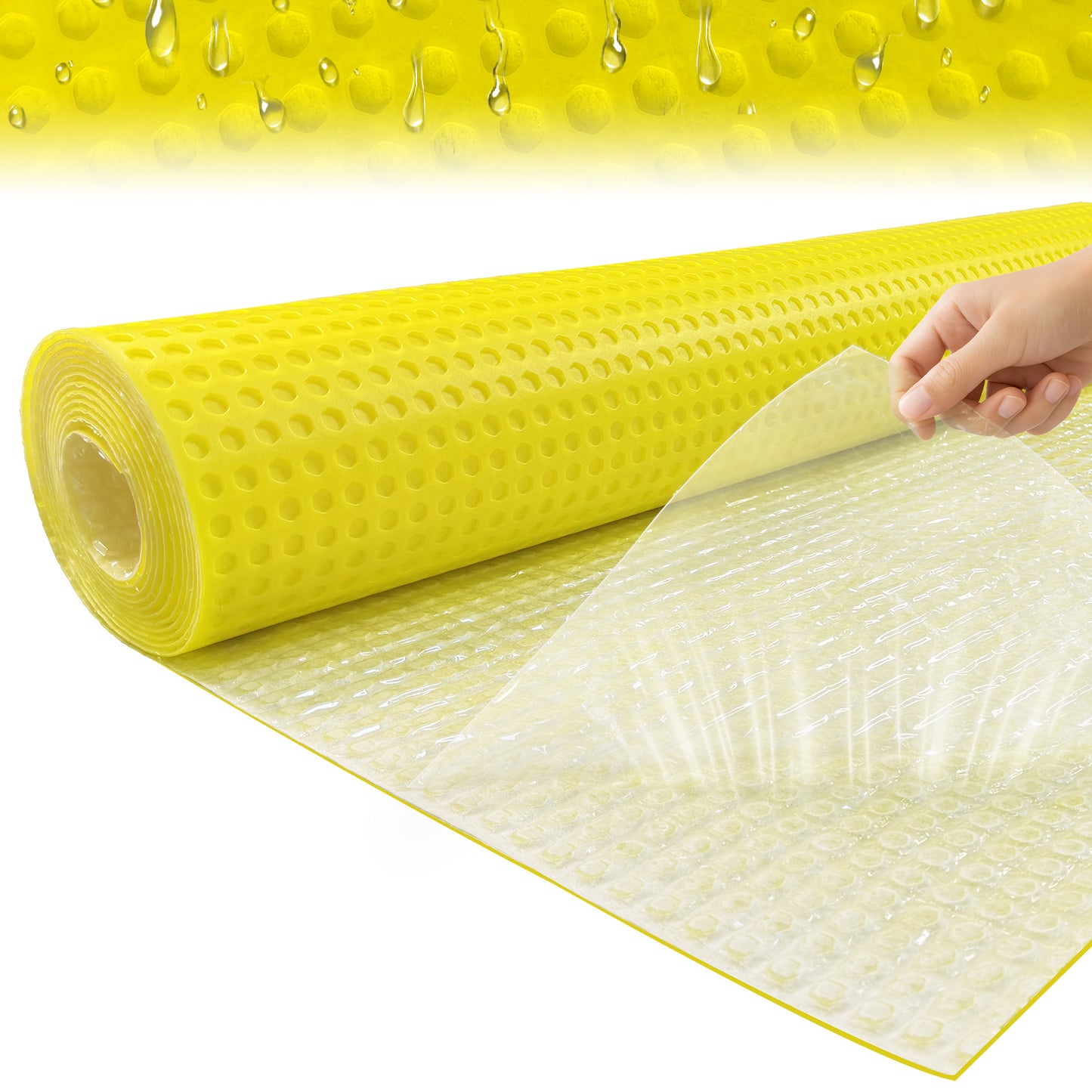 MAXKOSKO Self-Adhesive Uncoupling Membrane Roll, Peel & Stick Tile Underlayment, 1/8" Thick Waterproofing Anti-Fracture Mat for Floors
