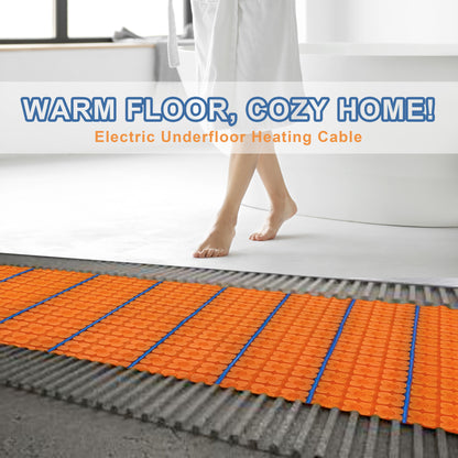 MAXKOSKO Electric Heated Floor Cable Kit, Underfloor Heating System, Cable Guide Included, with Alarm Monitor