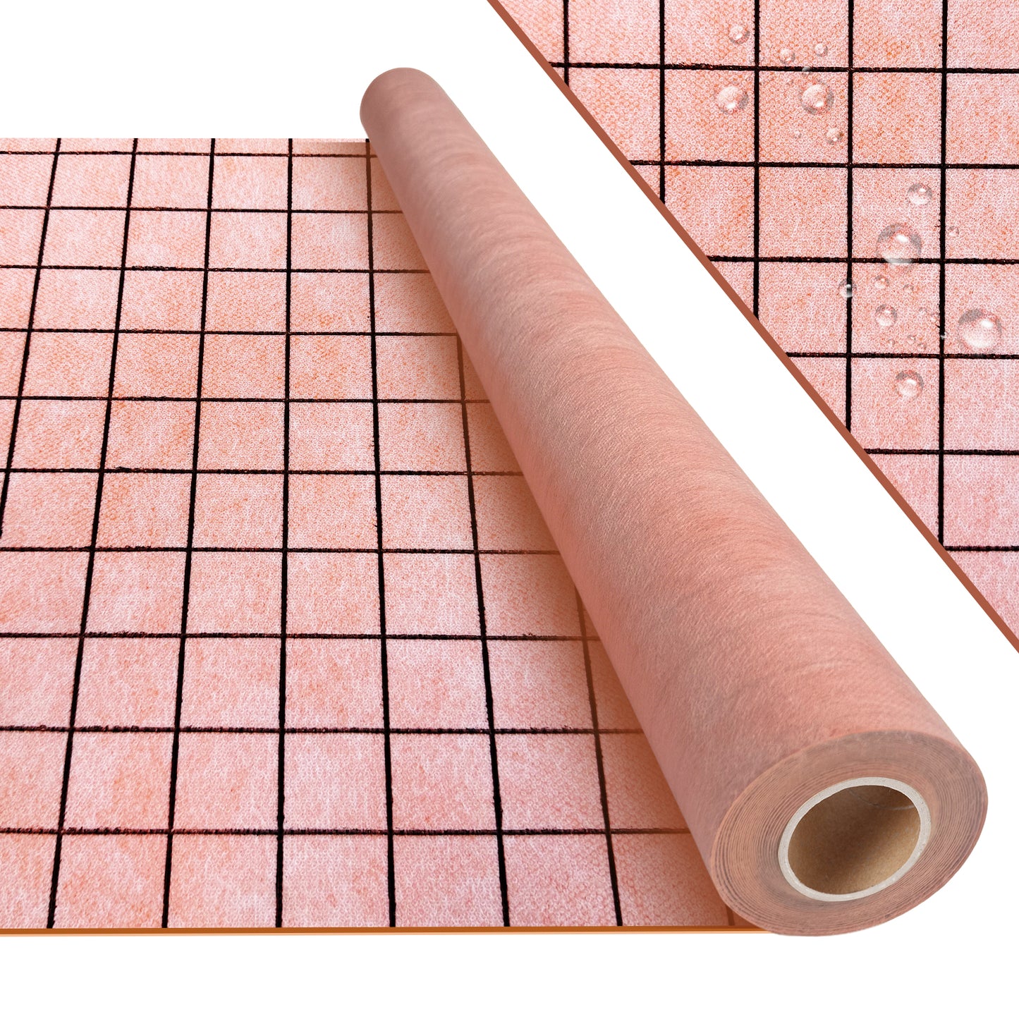 MAXKSOKO Waterproofing Membrane Roll, Pre-Marked Grid for Easy Cutting, PE Fabric Underlayment for Tile Floors and Walls, 108 Sq Ft (32.8ft x 3.3ft)