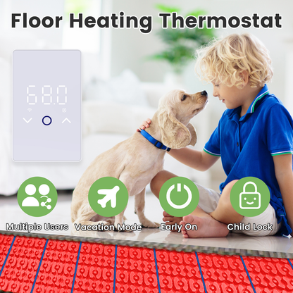 MAXKOSKO WiFi Smart Thermostat for Electric Floor Warming System, with Touchscreen LED Display, Programmable, 240/120V