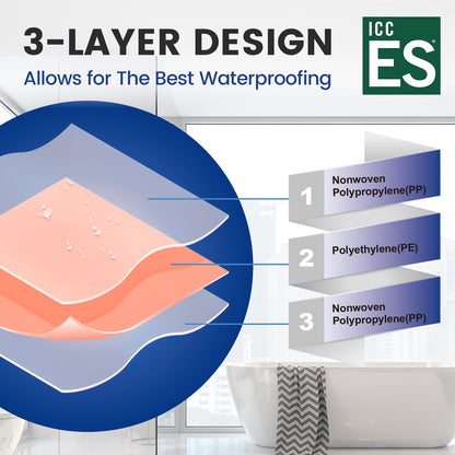 MAXKSOKO Waterproofing Membrane Roll, Pre-Marked Grid for Easy Cutting, PE Fabric Underlayment for Tile Floors and Walls, 108 Sq Ft (32.8ft x 3.3ft)