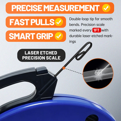 MAXKOSKO 1/8" Carbon Steel Electrical Fish Tape - High-Strength Wire Puller with Gloves, Ergonomic Handle & Reinforced Loop