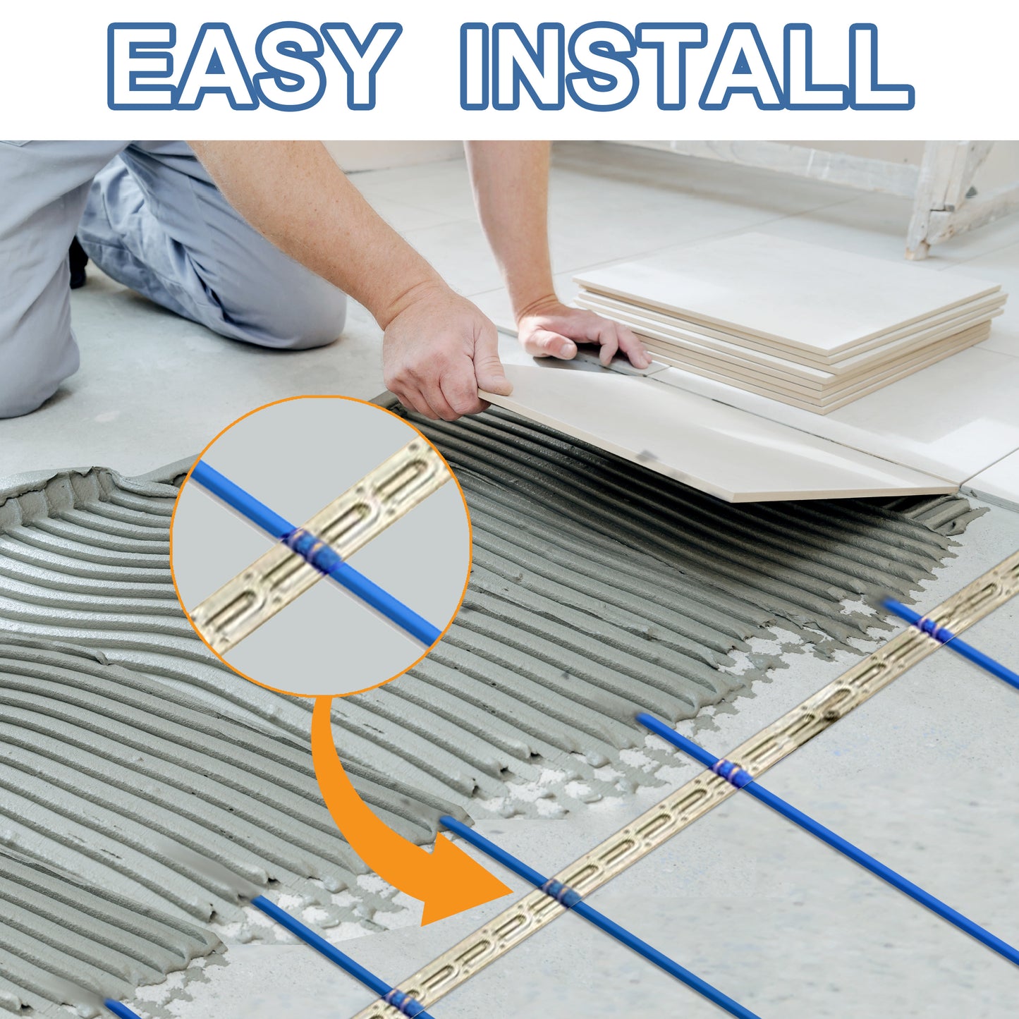 MAXKOSKO Electric Heated Floor Cable Kit, Underfloor Heating System, Cable Guide Included, with Alarm Monitor