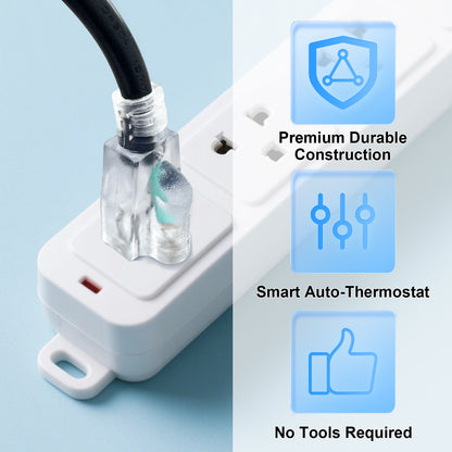 MAXKOSKO Temperature Controlled Extension Cord, Thermostat Outlet Auto On/Off Below 38°F/Over 50°F, 20" Cord