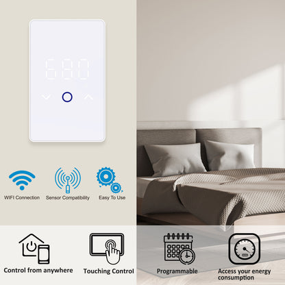 MAXKOSKO WiFi Smart Thermostat for Electric Floor Warming System, with Touchscreen LED Display, Programmable, 240/120V