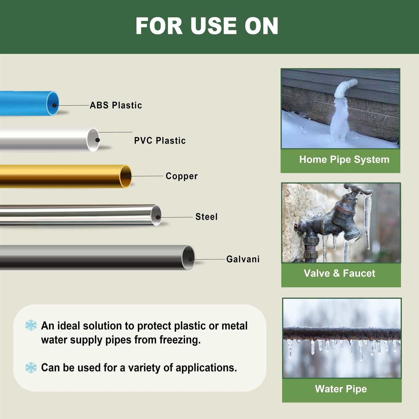 MAXKOSKO Heat Trace for Pipe Freeze Protection, Self-regulating for Metal and Plastic Water Pipe, 5W/ft