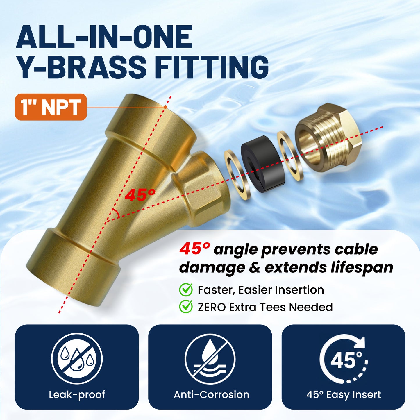 MAXKOSKO In-Pipe Heating Cable with Y-Fitting for Drinking Water Pipes, 120V CSA Self-Regulating Heat Trace with GFCI