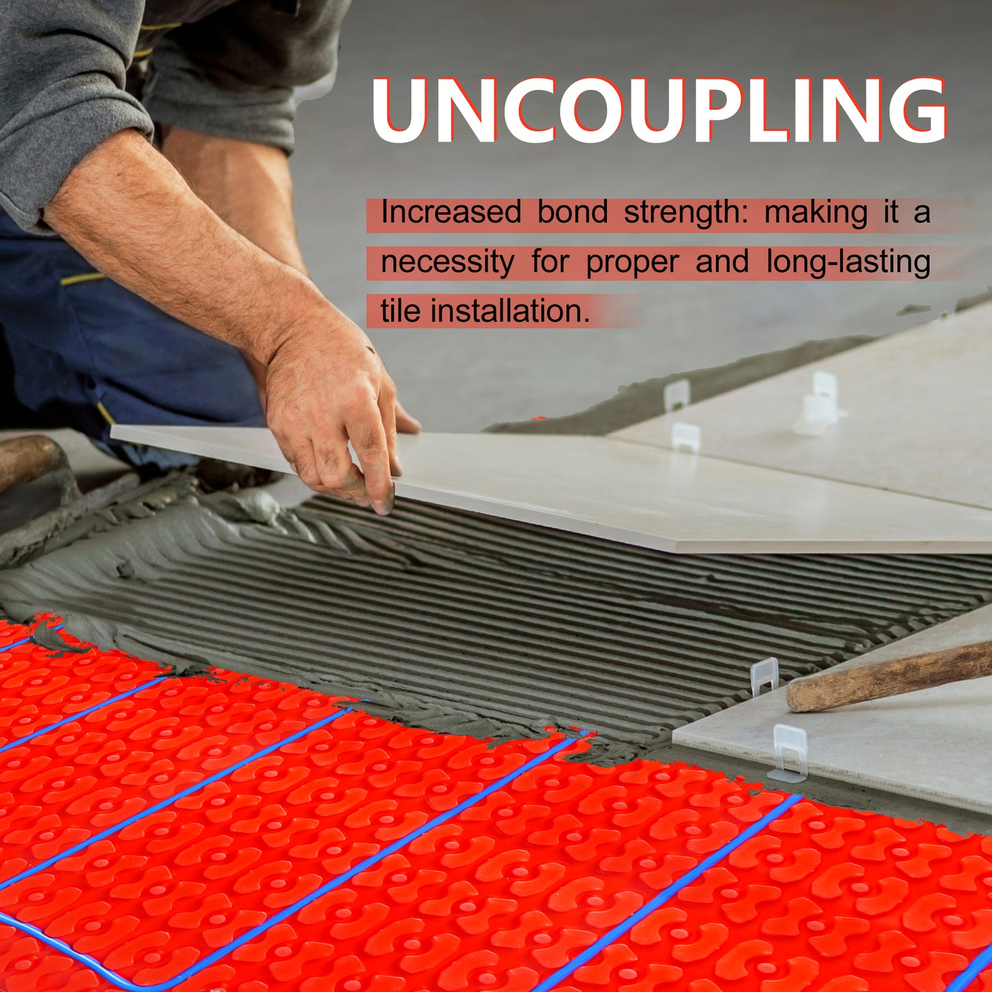 MAXKOSKO Uncoupling Membrane for Underfloor Heating Cable Installation, Waterproofing Underlayment and Crack Prevention