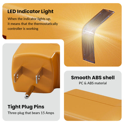 MAXKOSKO Temperature Controller Outlet, Auto On at 38°F / Off at 50°F, 100-120V / 15A