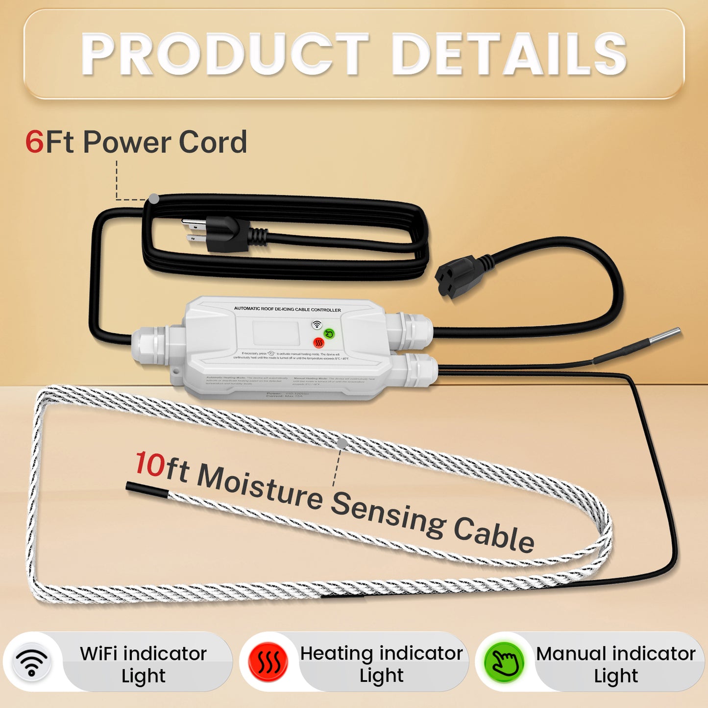 Gutter Heat Tape Controller, Automatic On/Off System, App Control, Energy Saving