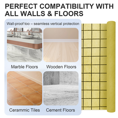 MAXKSOKO Waterproofing Membrane Roll, Pre-Marked Grid for Easy Cutting, PE Fabric Underlayment for Tile Floors and Walls, 108 Sq Ft (32.8ft x 3.3ft)