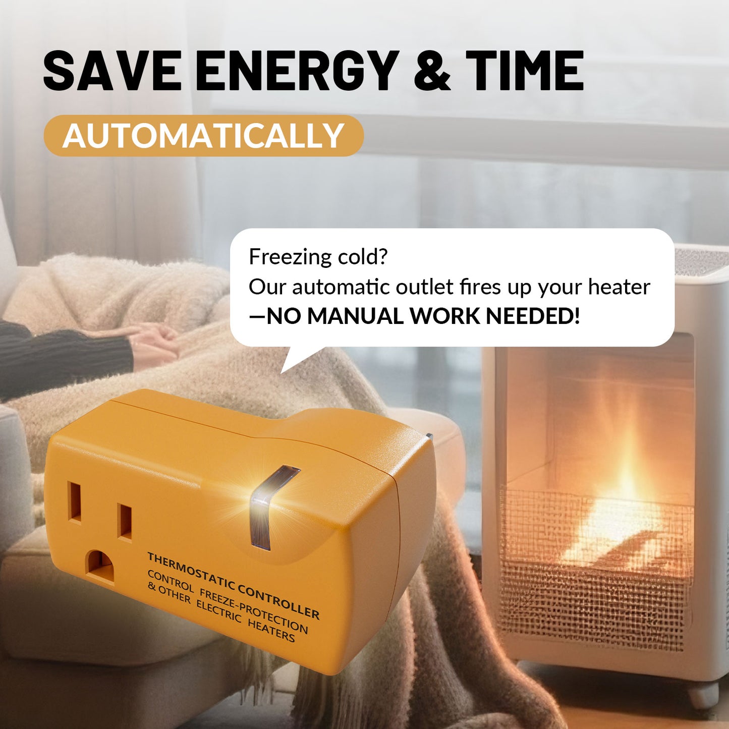 MAXKOSKO Temperature Controller Outlet, Auto On at 38°F / Off at 50°F, 100-120V / 15A