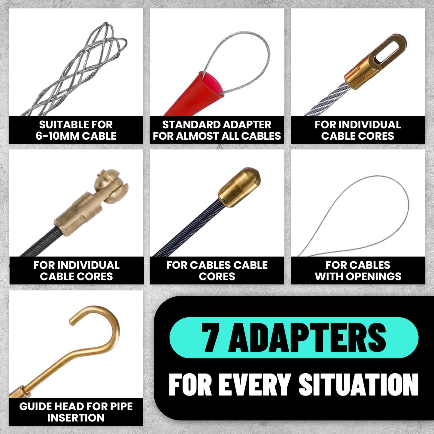 MAXKOSKO 3/16" Professional Fiberglass Fish Tape - Non-Conductive Wire Puller with 360° Rotating Leader | 50ft-150ft