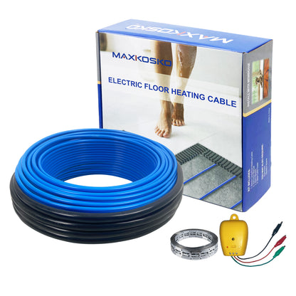 MAXKOSKO Electric Heated Floor Cable Kit, Underfloor Heating System, Cable Guide Included, with Alarm Monitor