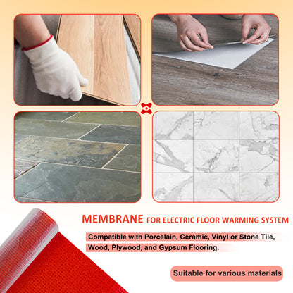 MAXKOSKO Uncoupling Membrane for Underfloor Heating Cable Installation, Waterproofing Underlayment and Crack Prevention