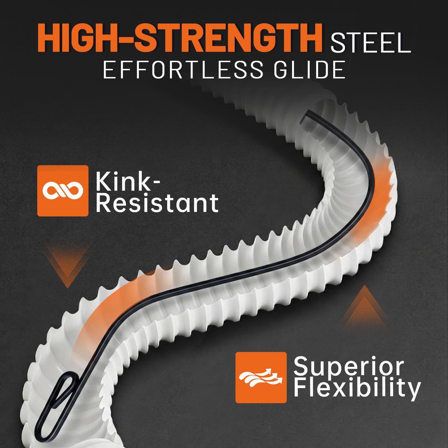 MAXKOSKO 1/8" Carbon Steel Electrical Fish Tape - High-Strength Wire Puller with Gloves, Ergonomic Handle & Reinforced Loop