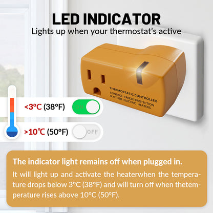 MAXKOSKO Temperature Controller Outlet, Auto On at 38°F / Off at 50°F, 100-120V / 15A