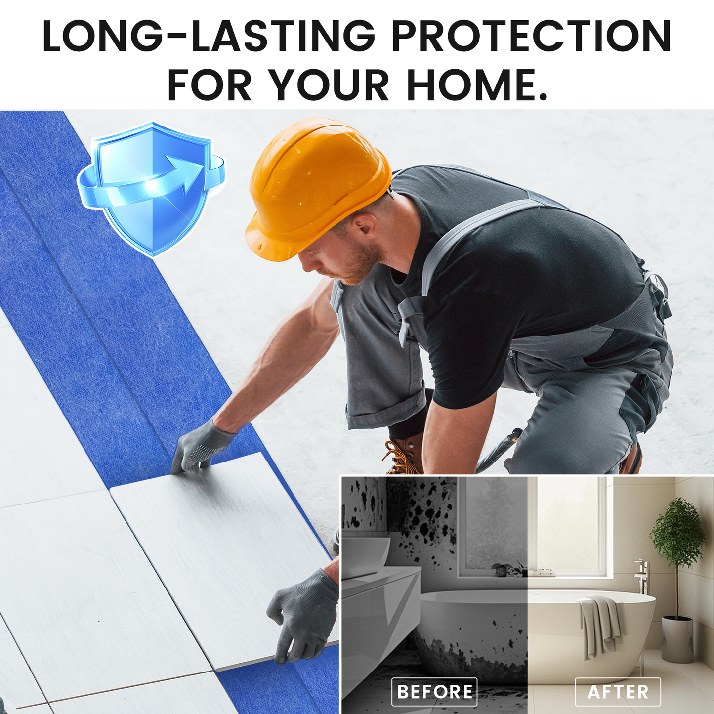 MAXKSOKO Waterproofing Membrane Tape, PE Fabric Seam Barrier for Corners and Transitions, 41 Sq Ft (98.4ft x 5in)