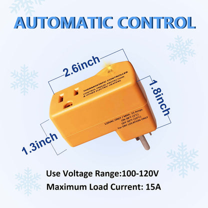 MAXKOSKO Temperature ControIIer OutIet, Auto On at 38°F / Off at 50°F, 100-120V / 15A