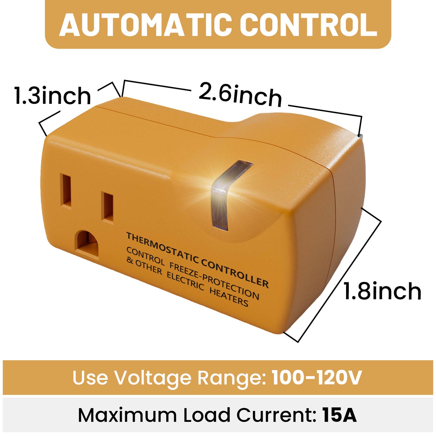 MAXKOSKO Temperature Controller Outlet, Auto On at 38°F / Off at 50°F, 100-120V / 15A