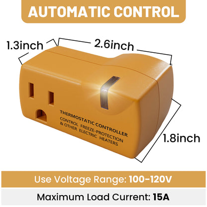 MAXKOSKO Temperature Controller Outlet, Auto On at 38°F / Off at 50°F, 100-120V / 15A