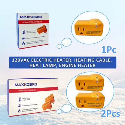 MAXKOSKO Temperature ControIIer OutIet, Auto On at 38°F / Off at 50°F, 100-120V / 15A