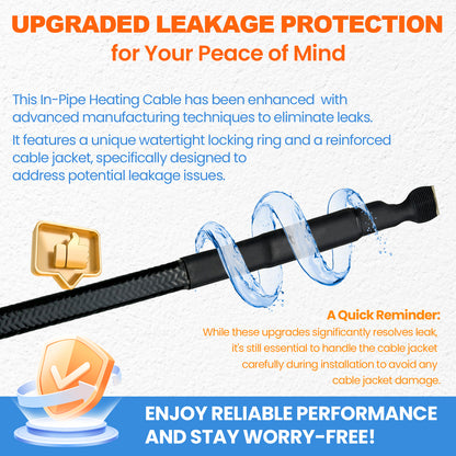 MAXKOSKO In Pipe Heating Cable, CSA Certified Internal Self-regulating Heat Trace Cable for Safe Drinking Water, 3W/ft @10℃/50℉