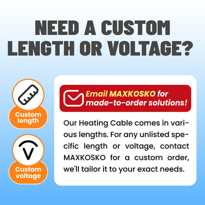 MAXKOSKO In Pipe Heating Cable, CSA Certified Internal Self-regulating Heat Trace Cable for Safe Drinking Water, 3W/ft @10℃/50℉