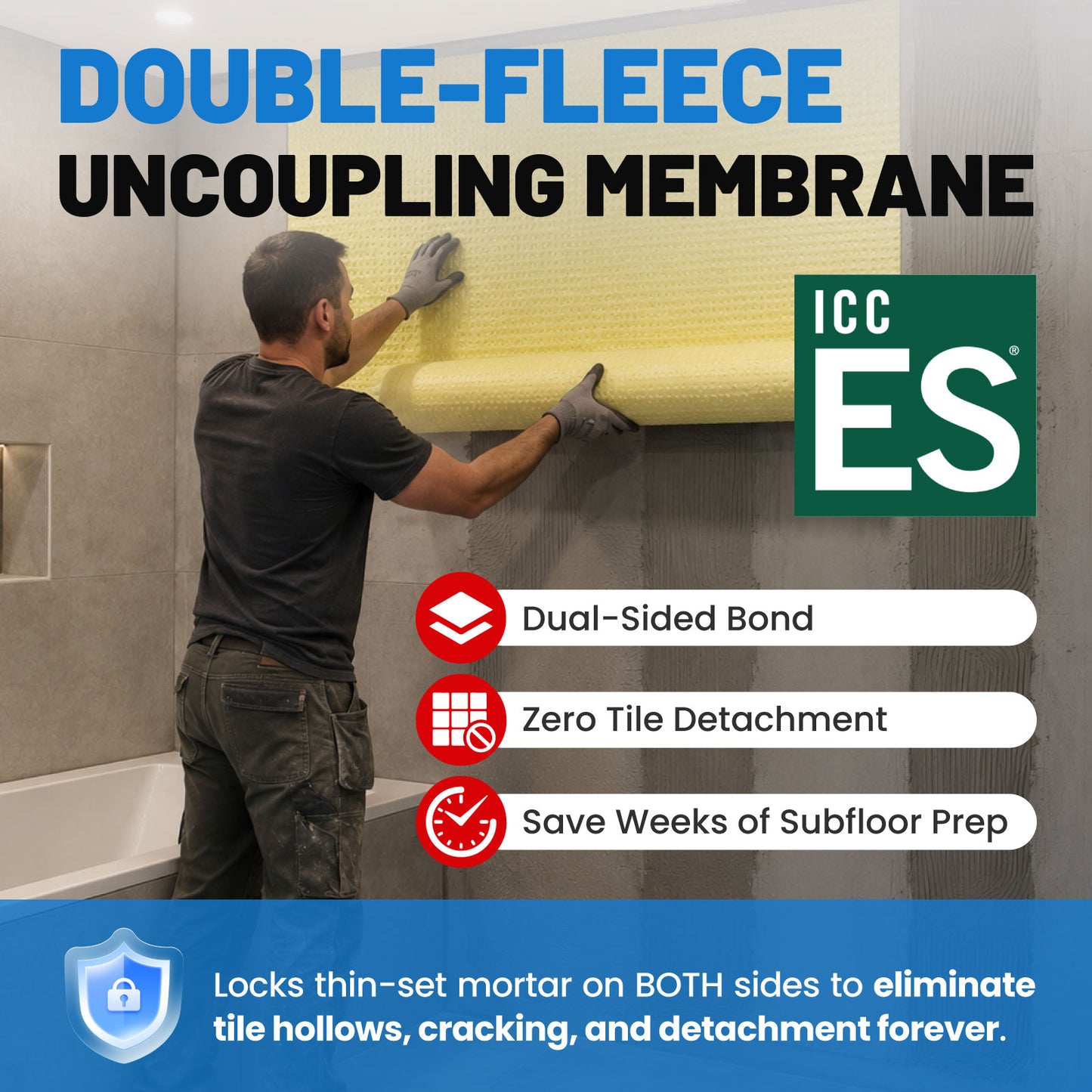 MAXKOSKO Double-Fleece Uncoupling Membrane for Tile Installation, Waterproof Anti-Crack Underlayment Mat