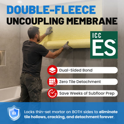 MAXKOSKO Double-Fleece Uncoupling Membrane for Tile Installation, Waterproof Anti-Crack Underlayment Mat