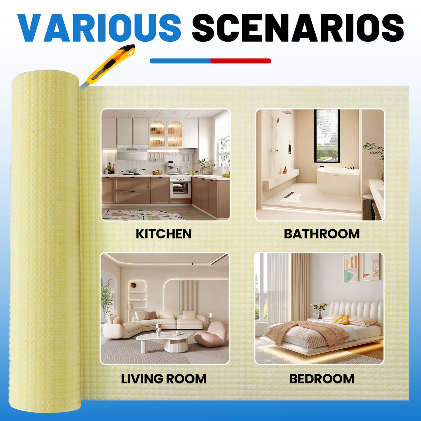 MAXKOSKO Double-Fleece Uncoupling Membrane for Tile Installation, Waterproof Anti-Crack Underlayment Mat