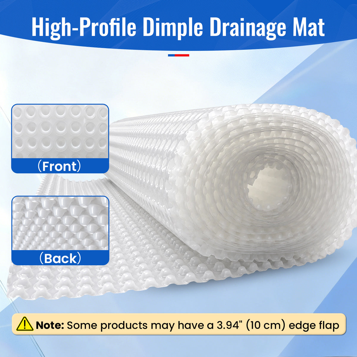 MAXKOSKO Dimple Drainage Mat for Crawl Spaces, Basements & Foundations, HDPE Vapor Barrier Underlayment