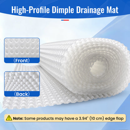 MAXKOSKO Dimple Drainage Mat for Crawl Spaces, Basements & Foundations, HDPE Vapor Barrier Underlayment