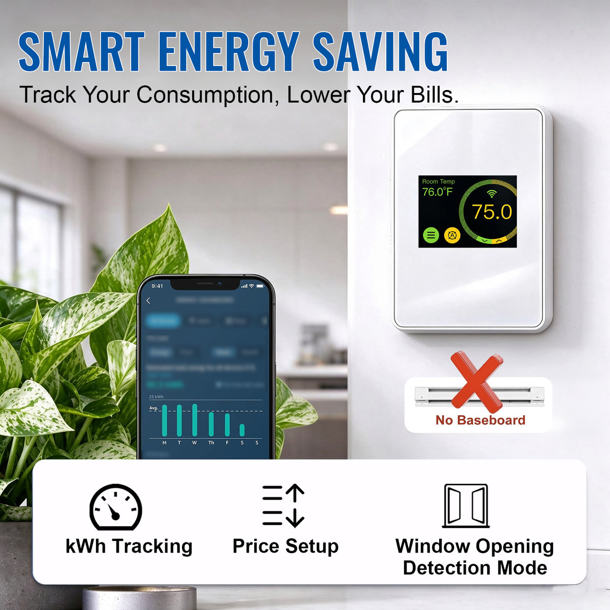 MAXKOSKO WiFi Smart Floor Heating Thermostat, 16A Programmable Touchscreen for 120V/240V