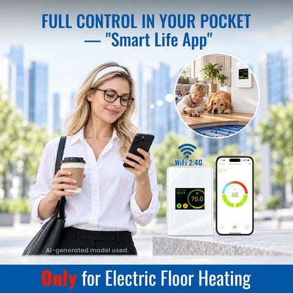 MAXKOSKO WiFi Smart Floor Heating Thermostat, 16A Programmable Touchscreen for 120V/240V