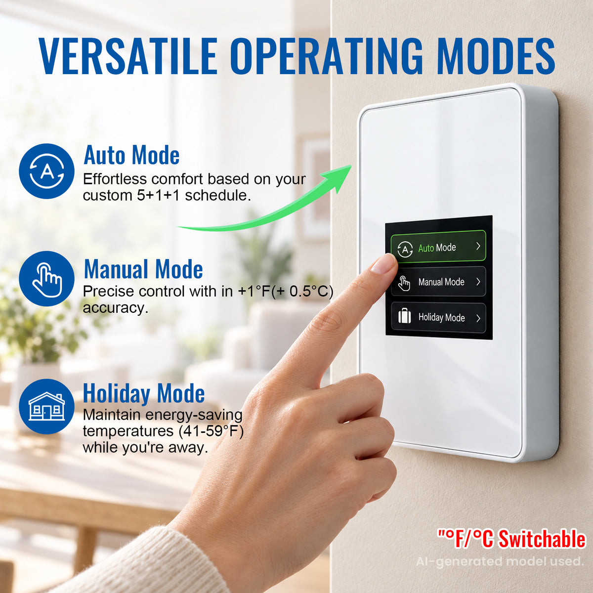 MAXKOSKO WiFi Smart Floor Heating Thermostat, 16A Programmable Touchscreen for 120V/240V