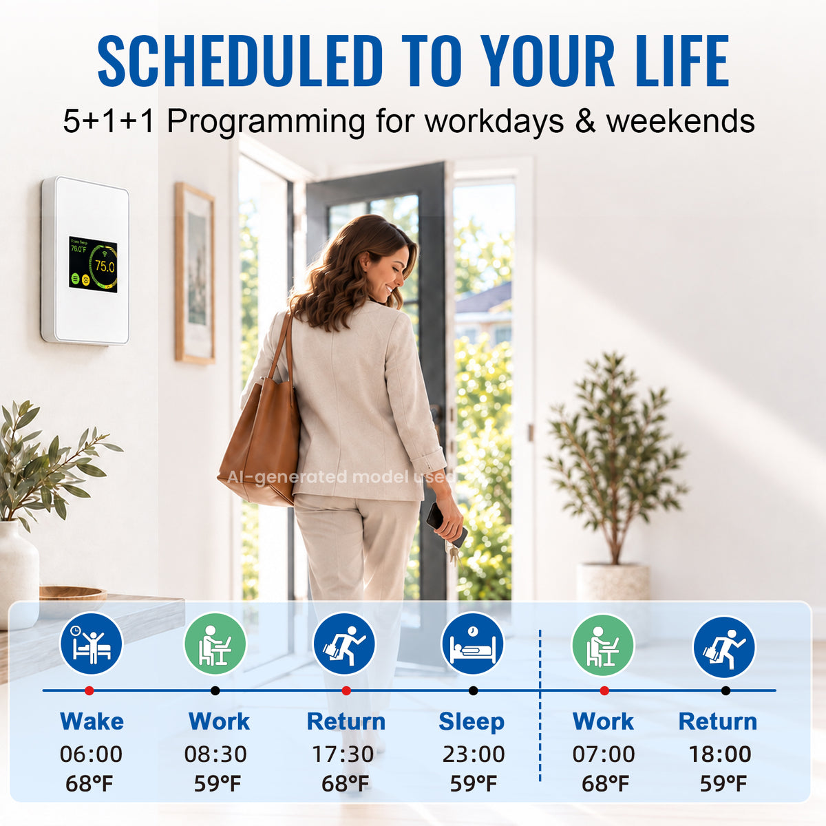 MAXKOSKO WiFi Smart Floor Heating Thermostat, 16A Programmable Touchscreen for 120V/240V