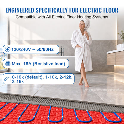 MAXKOSKO WiFi Smart Floor Heating Thermostat, 16A Programmable Touchscreen for 120V/240V